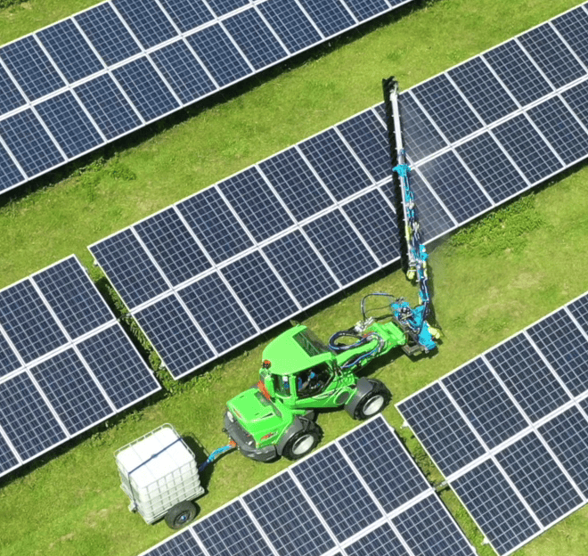 solar panel cleaner machine. sunbrush. tractor.